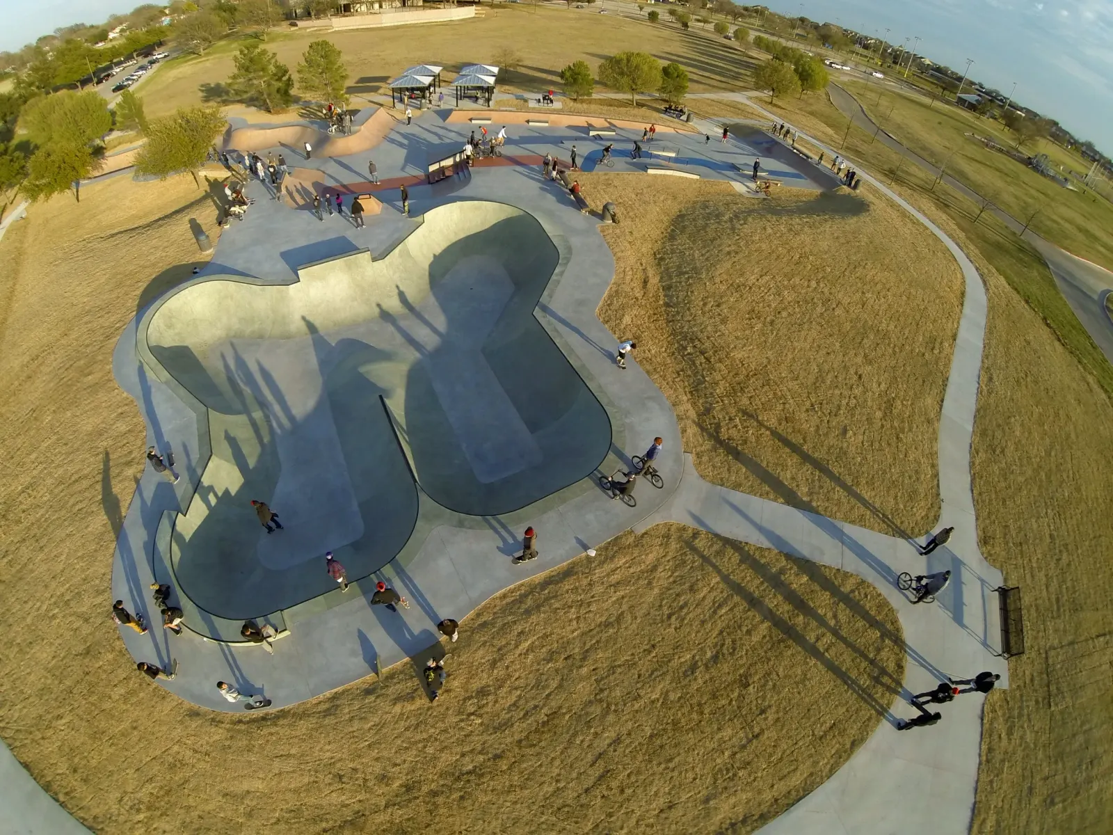 Arlington's Vandergriff Skatepark is incorporated into existing park paths, which connect to concessions, parking and other city pathway infrastructure. This kind of connectivity into the multi-modal transportation paths further enhances the value o…