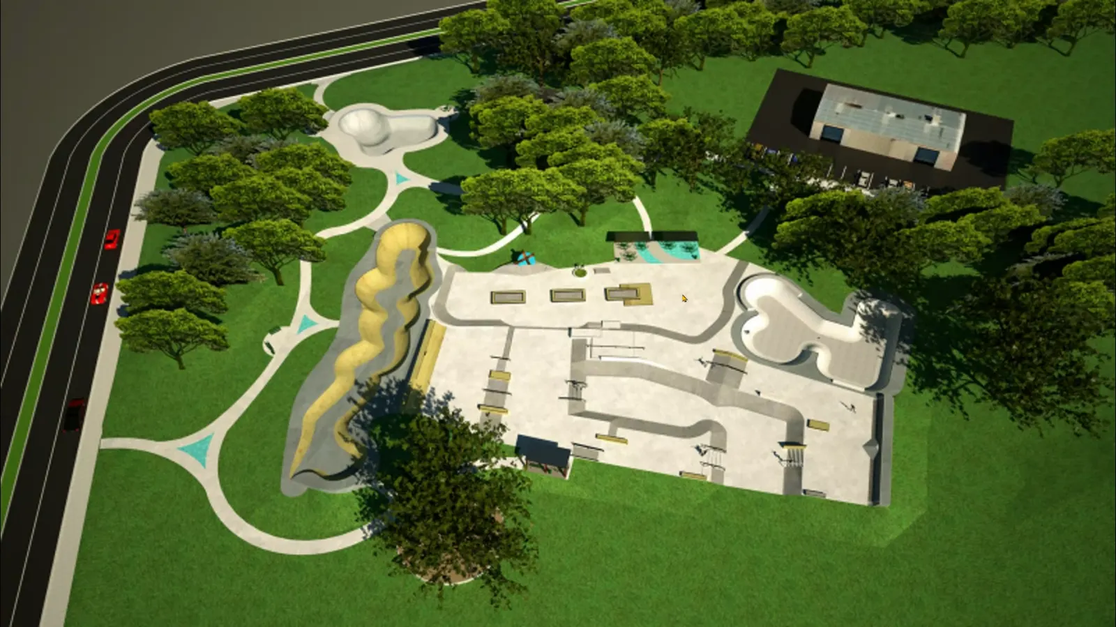 here is a rendering of the skatepark