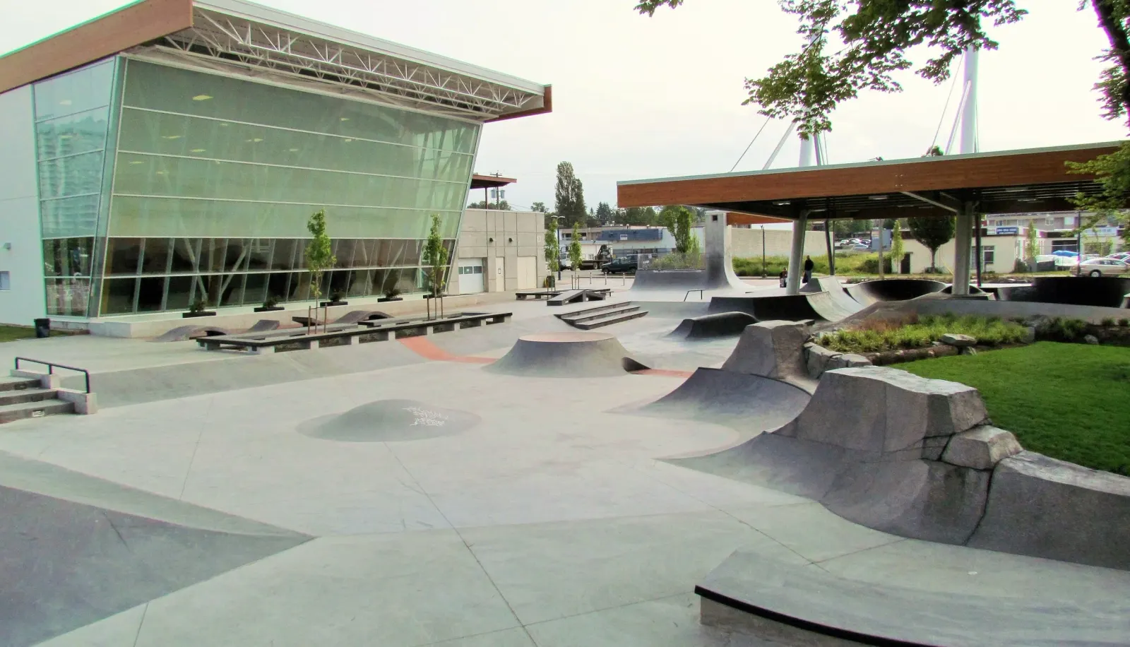 Vancouver's Surrey BC Skatepark is transit accessible, and adjacent to an existing recreation center. This center shares many attributes with Dallas' planned location at Bachman Lake, with existing DART transit access, trail access, as well as an ex…