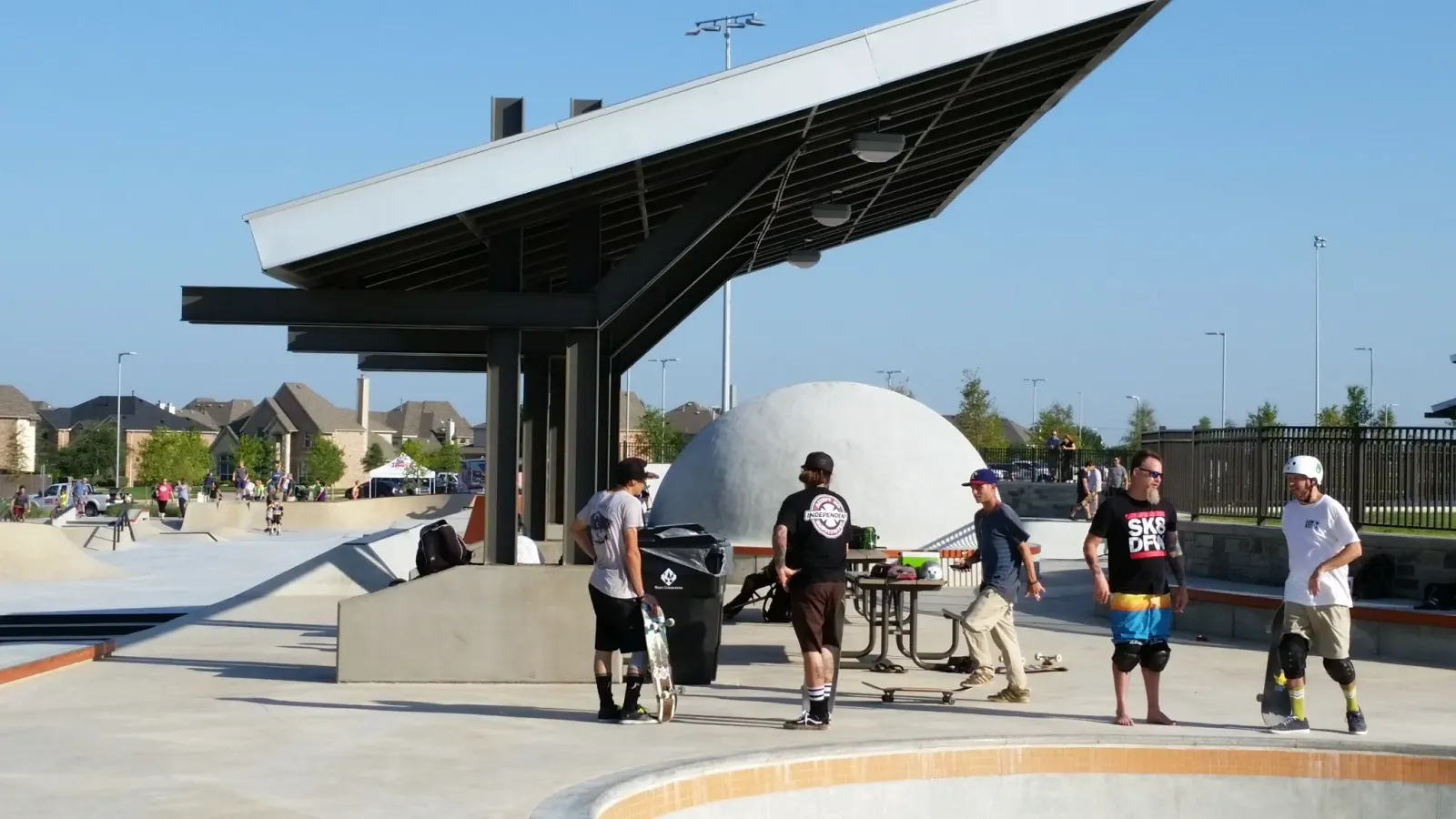 Frisco's skatepark includes shaded areas to gather and hang out with friends.