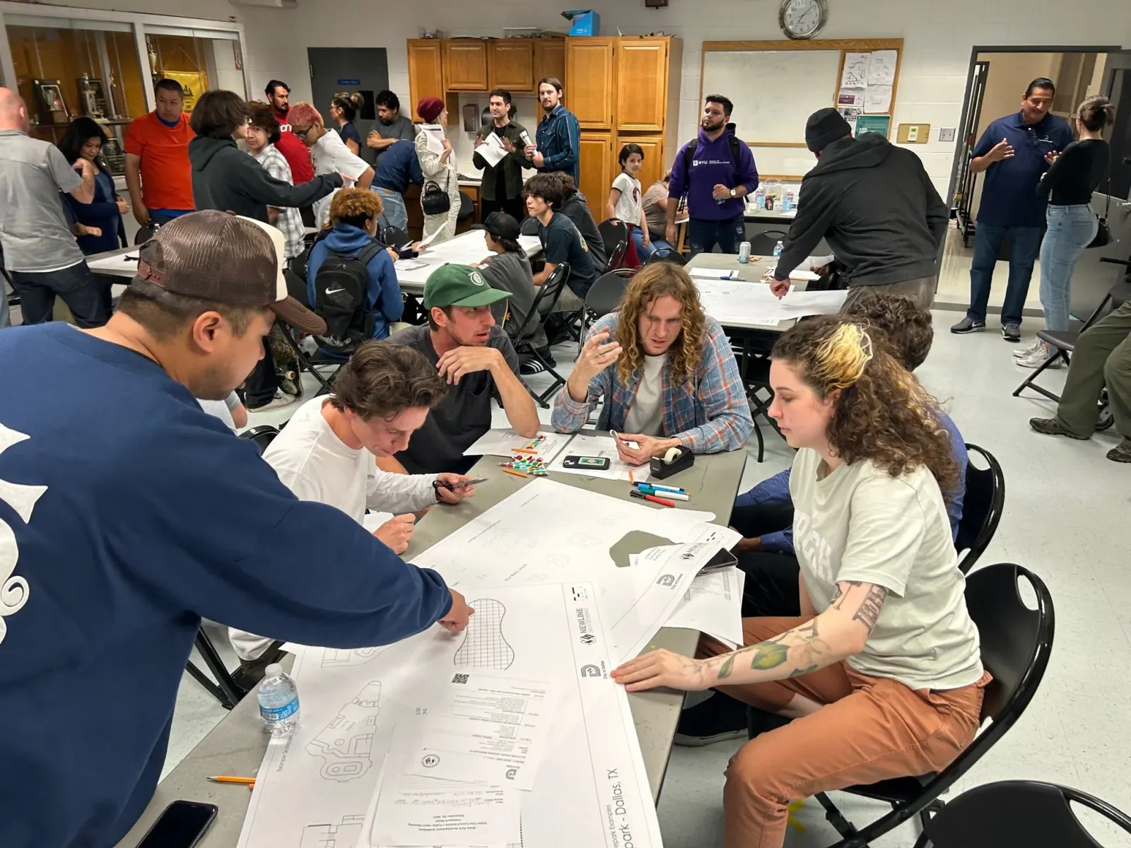 Community members giving input to skatepark feature and design ideas. New Line calls this “Skate-ocracy”
