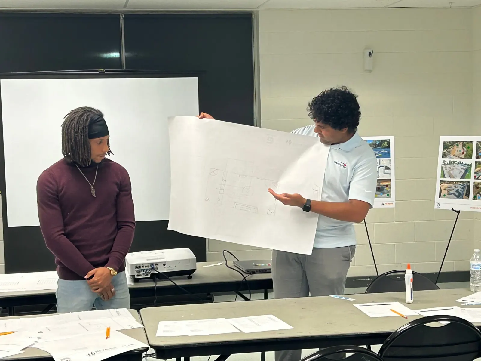 Community members presenting their skatepark ideas